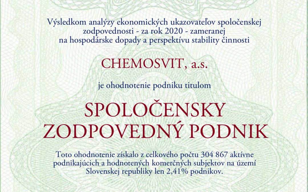 Získali sme titul Spoločensky zodpovedný podnik